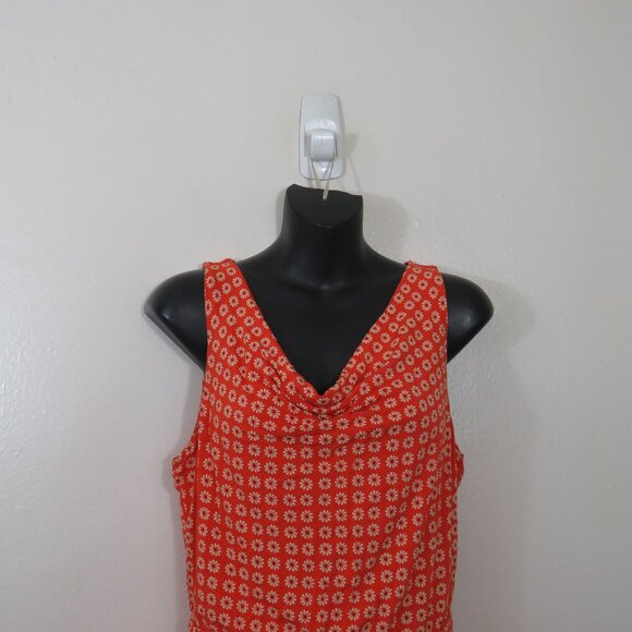 Anthropologie Maeve size Small Brianne Dress Orange Floral Print Cowl Sleeveless - Picture 3 of 6